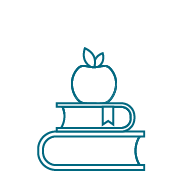 stack of books with an apple on top